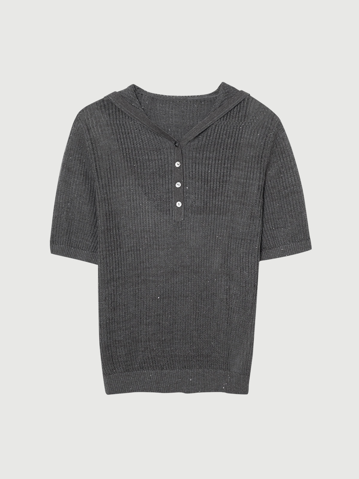 Tiny Sequined Sheer Striped Hoodie  Knitwear