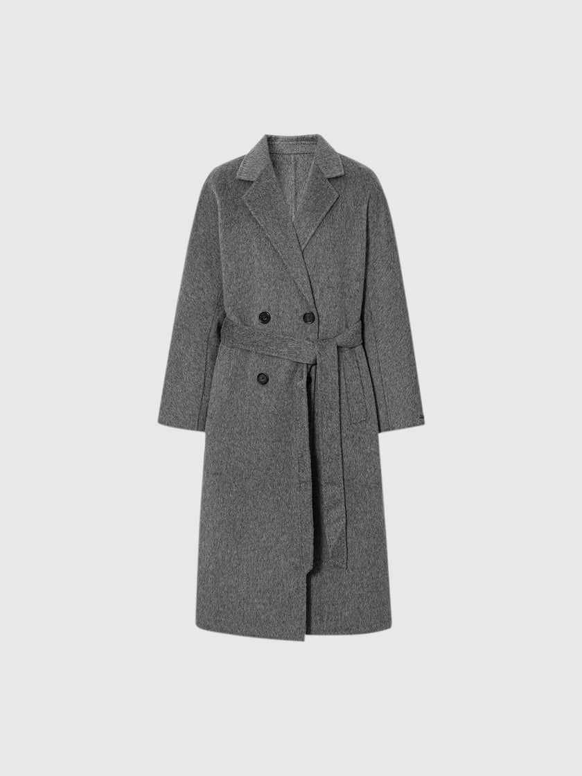 Wool-Camel Double-Breasted Coat