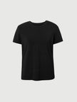 Women's Black Round Neck Short Sleeves  Regenerated Cellulose Fiber Yoga T-Shirt 5F8101001U