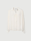 Tie-Neck Silk Raglan Blouse