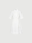 Women's White Classic Collar Half Sleeves 100% Cotton Shirt Dress 5F4192182