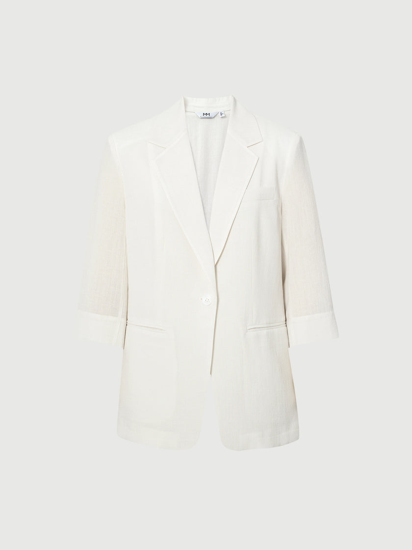 Triacetate Blend 3/4 Sleeve Blazer