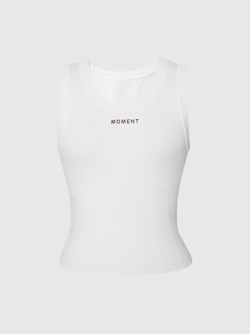 White U-Neck Sleeveless Tank
