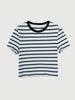 Cotton Blend Striped Cropped Tee
