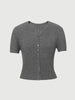 Women's Dark Gray V Neck Short Sleeves Knitwear T-Shirt 5F4131981