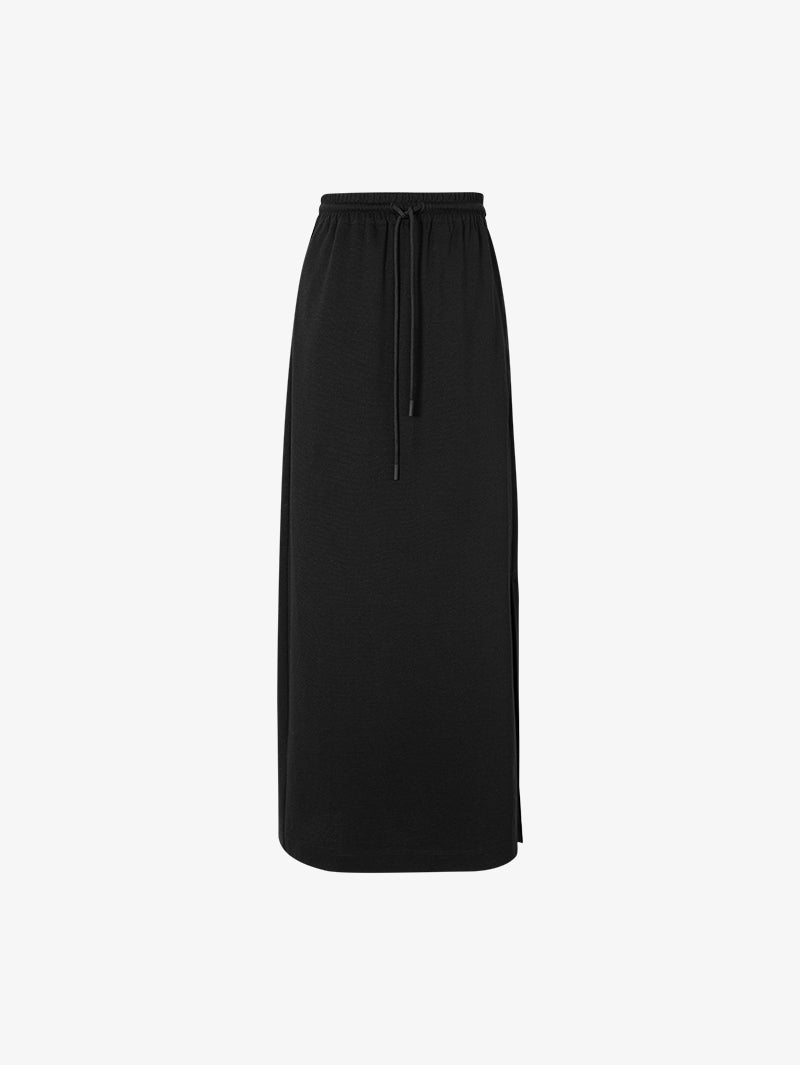 Drawstrings Straight-Cut Midi Skirt