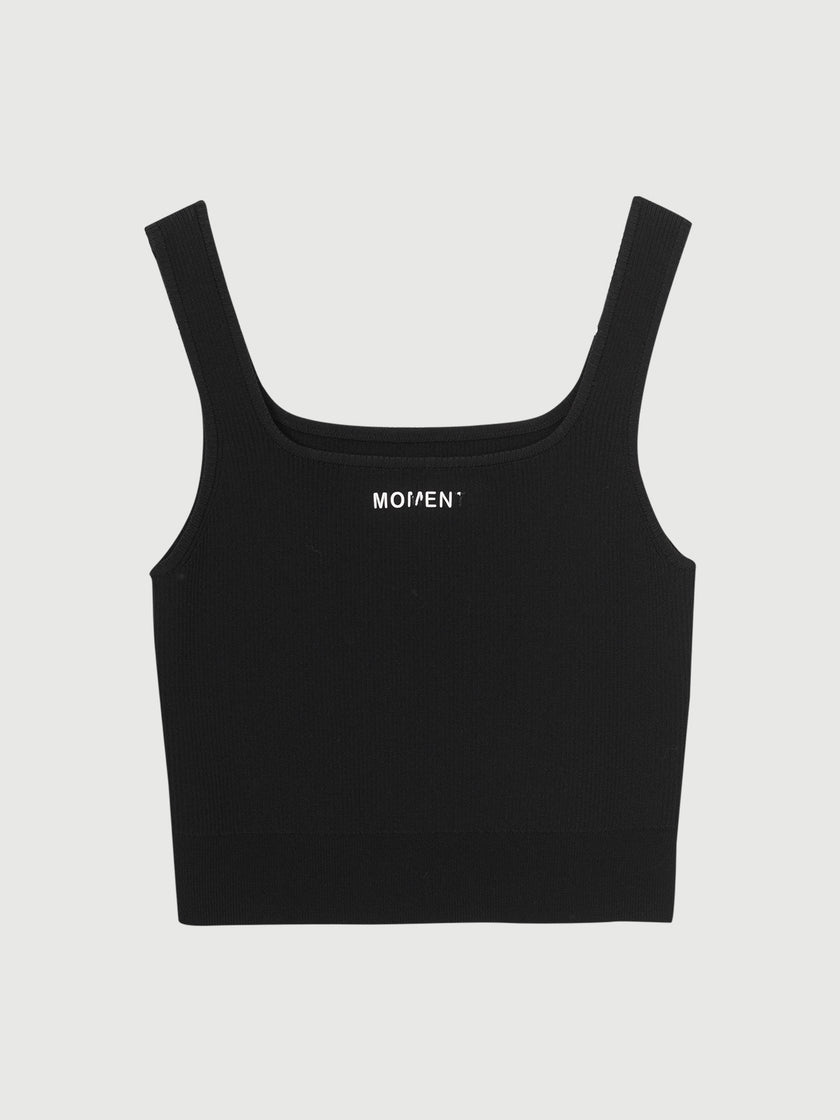 Black Square-Neck Sleeveless Tank