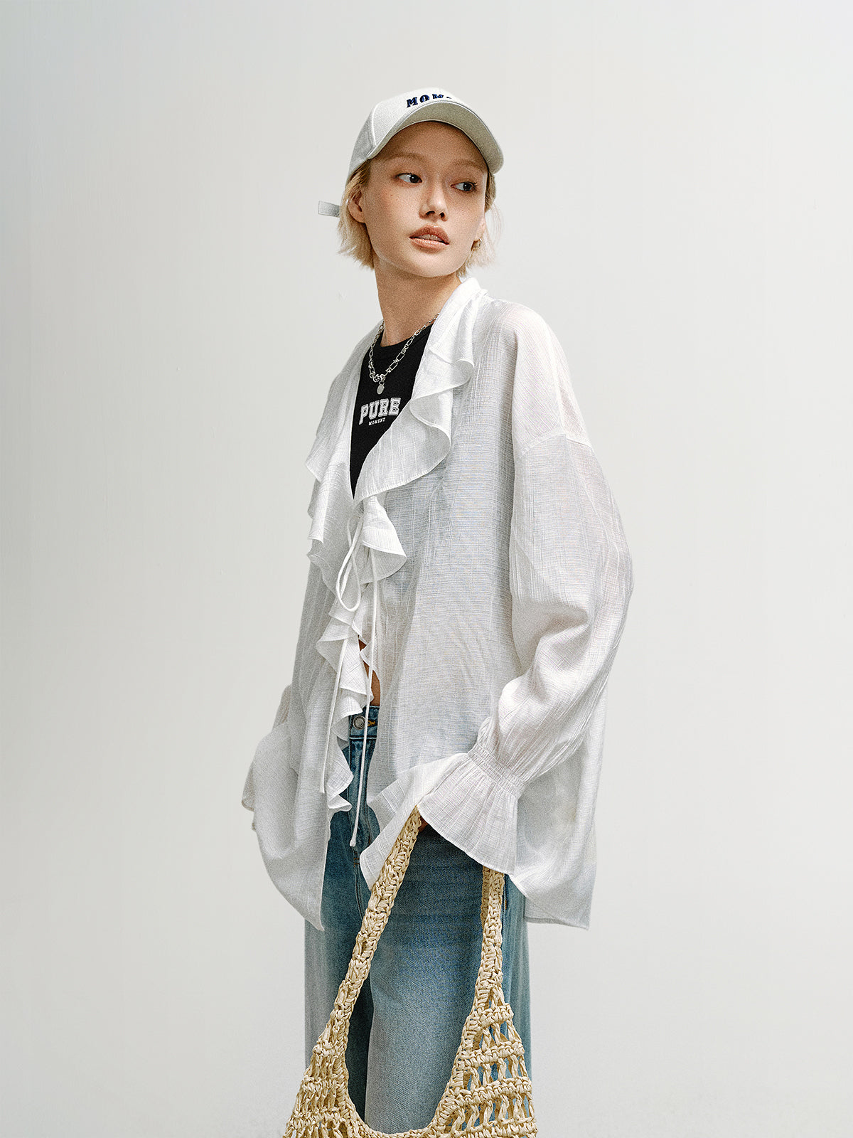 Lace-Collar Shirt Top