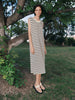 Women's Ecru Stripe Round Neck Sleeveless Jersey Dress 5F4190811