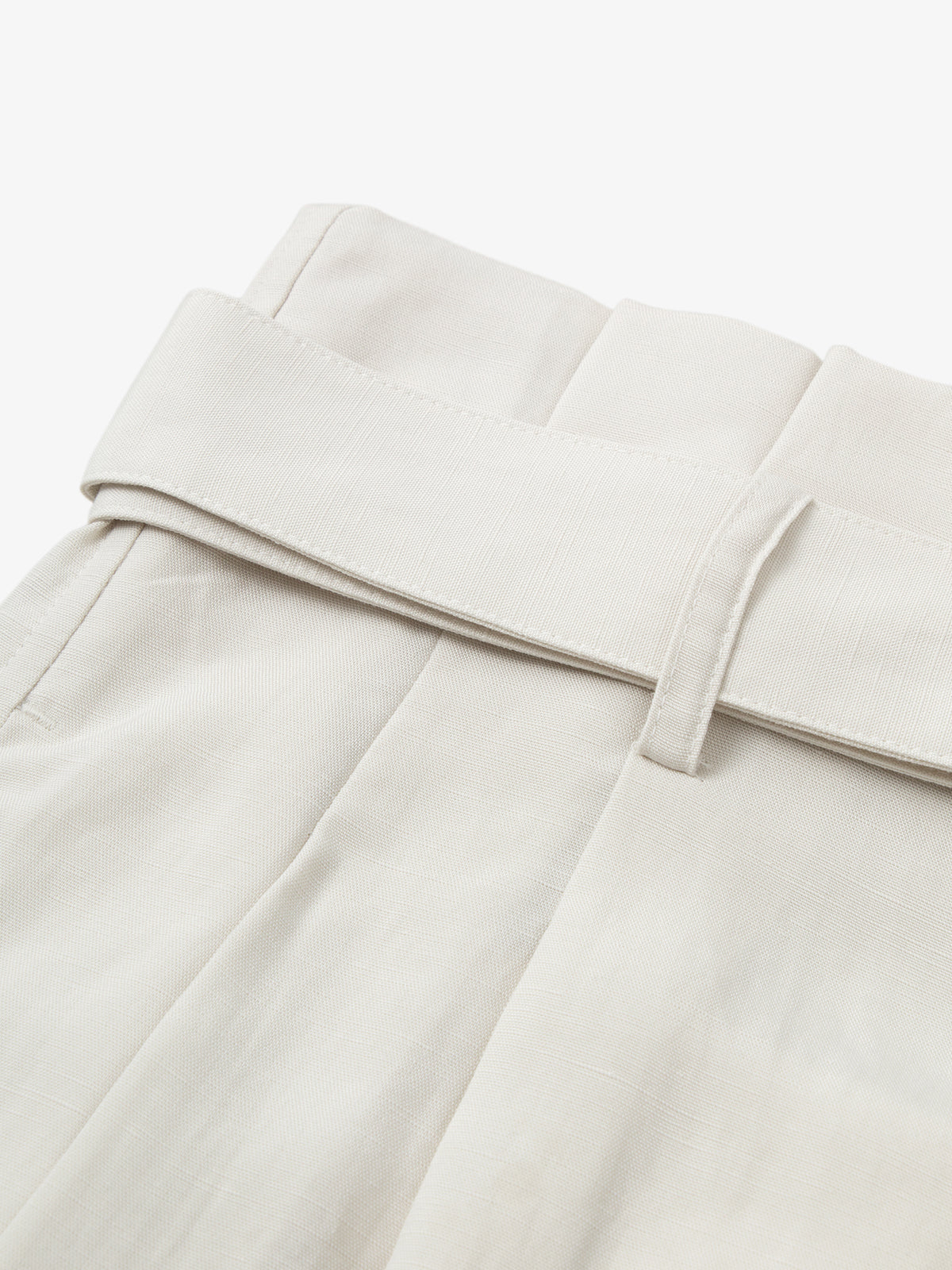 Wide Leg Lyocell Flax Belted Pants