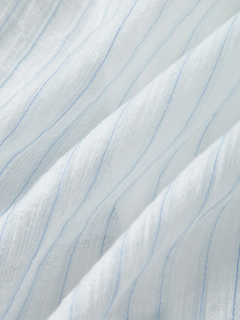 Striped Lyocell V-Neck Layered Tank-Top Blouse