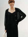 Women's Black V Neck Long Sleeves Buttons Knitwear 5F5231463