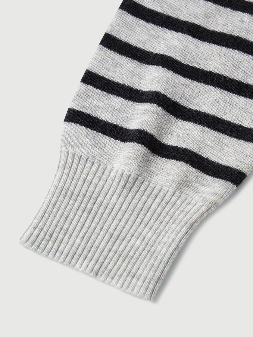 Wool-Blend Striped Hooded Zip Knit Cardigan