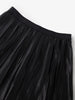 Women's Black Pleated Lightweight Long Waist Skirt 5F5241332