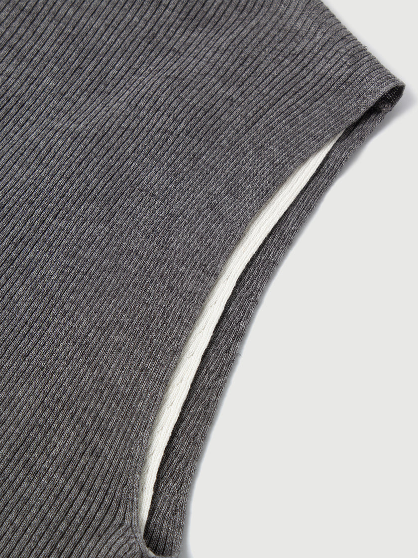 V-Neck Paneled Sleeveless Knit Top