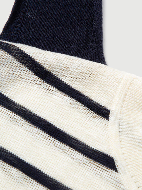 Load image 1 in gallery view. Striped Short-Sleeve Casual Knit Top