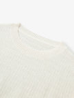 Women's White Round Neck Long Sleeves Cashmere Sweater 5FA232862