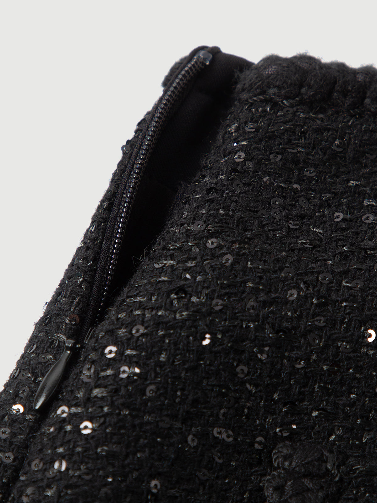 Wool-Sequin Straight Mini Skirt