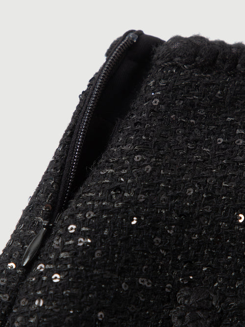 Load image 1 in gallery view. Wool-Sequin Straight Mini Skirt