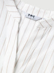 Women's Original White  Stripe Special Neck Quarter Sleeves Shirt 5F5121631