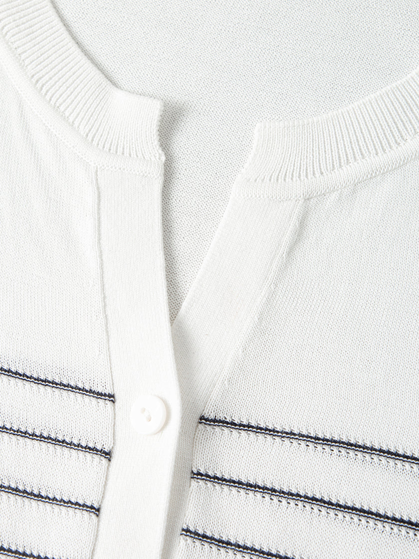 Lyocell Striped V-Neck Tee