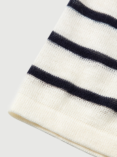 Load image 1 in gallery view. Striped Short-Sleeve Casual Knit Top