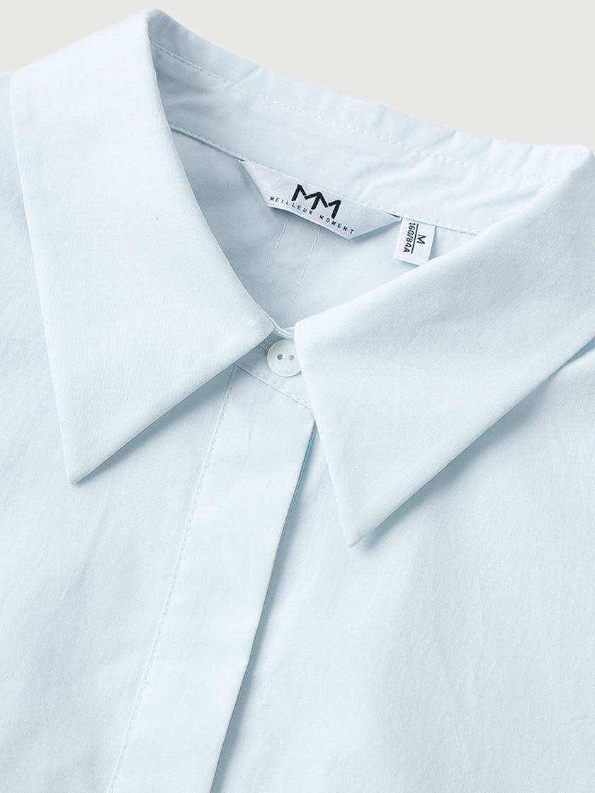 Half Sleeves 100% Cotton Shirt Collar Dress