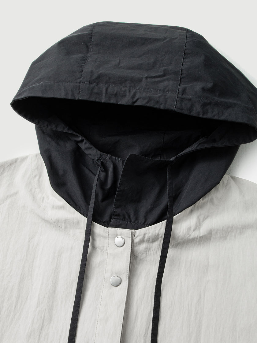 Hooded Drop-Shoulder Mid-Length Jacket