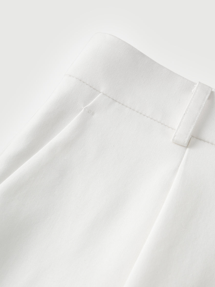 White Straight Shorts