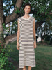 Women's Ecru Stripe Round Neck Sleeveless Jersey Dress 5F4190811