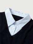 V-Neck Knit Sweater Shirt – Two-in-One Design