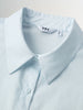 Women's Light Blue Classic Collar Puff Sleeves 100% Cotton Shirt 5F4221641