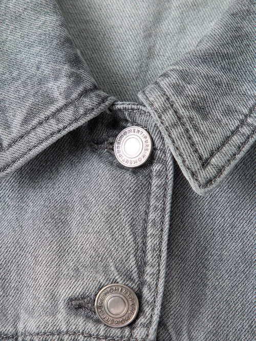 Load image 1 in gallery view. Lyocell-Cotton Sleeveless Collared Denim Vest
