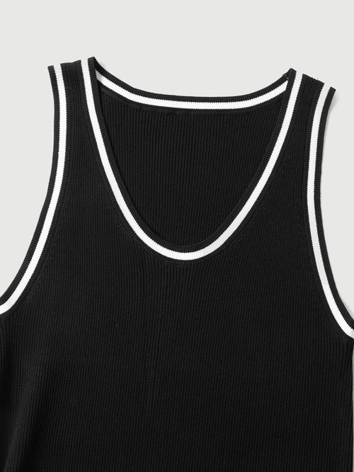 Load image 1 in gallery view. Crewneck Sleeveless Fitted Tank Vest