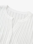 Women's White V Neck Short Sleeves Knitwear Top 5F4131421