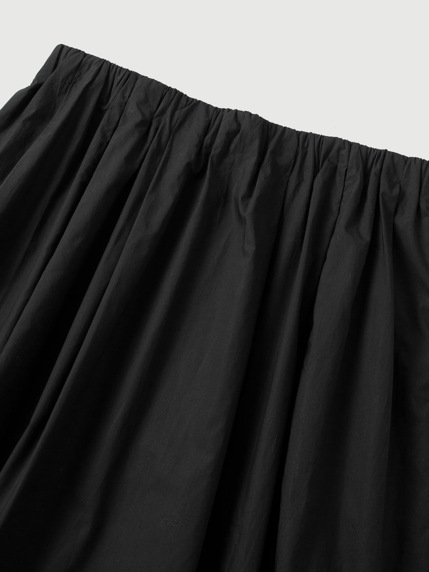 High-Waist Black Cotton Skirt