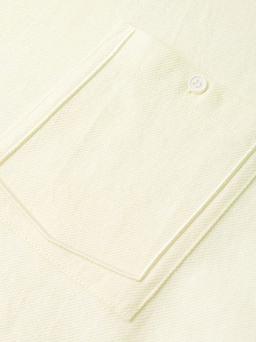 Load image 1 in gallery view. Light Yellow Pocket Dropped-Shoulder Tee