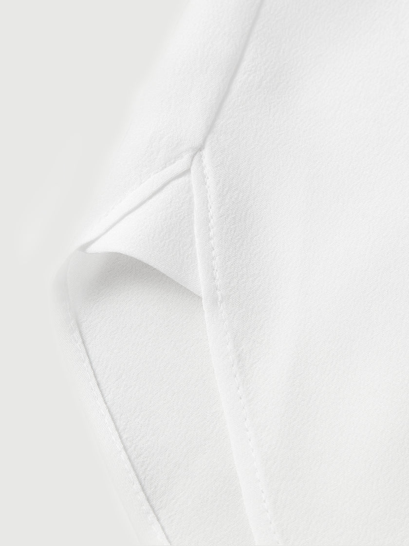 Pure Silk Short-Sleeve V-Neck Blouse