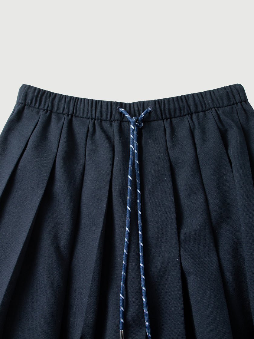 Drawstring Pleated Mini Skirt