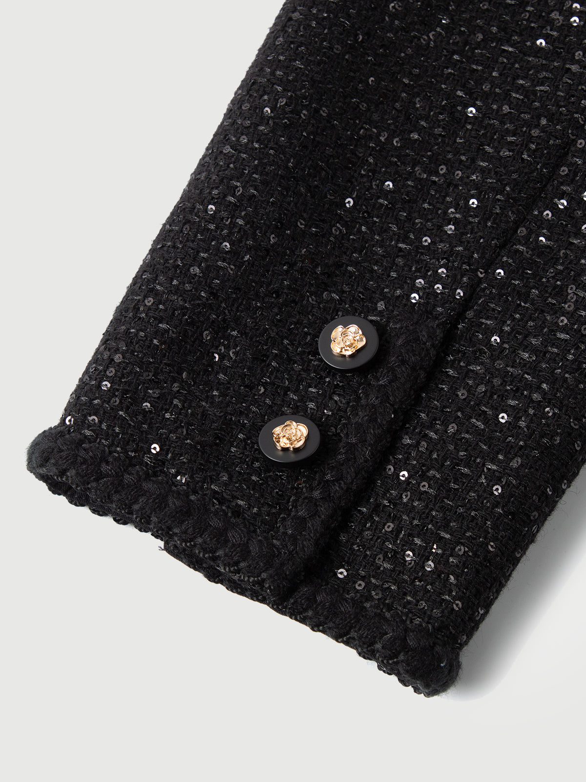 Wool-Sequin Blend Lace-Trim Cardigan