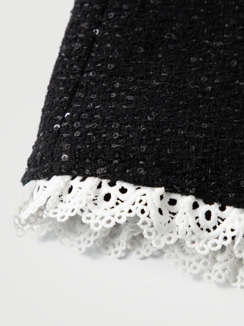 Load image 1 in gallery view. Wool-Sequin Straight Mini Skirt