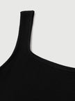 Black Square-Neck Fitted Cropped Tank