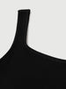 Black Square-Neck Fitted Cropped Tank