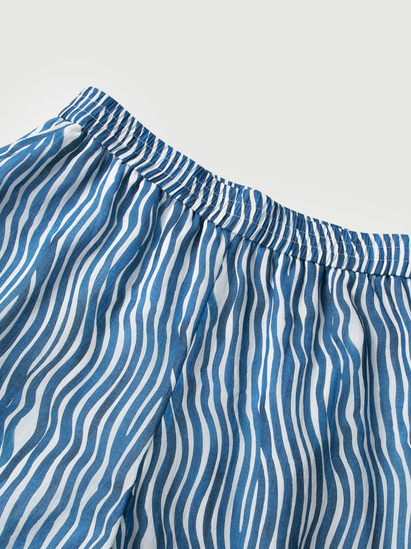 Wave Pattern Cotton Trousers