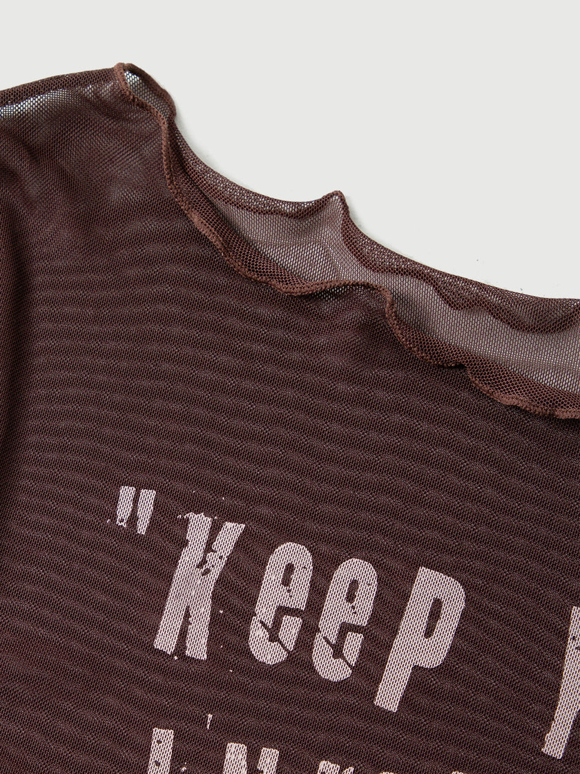 Mesh Cropped Long-Sleeve Top