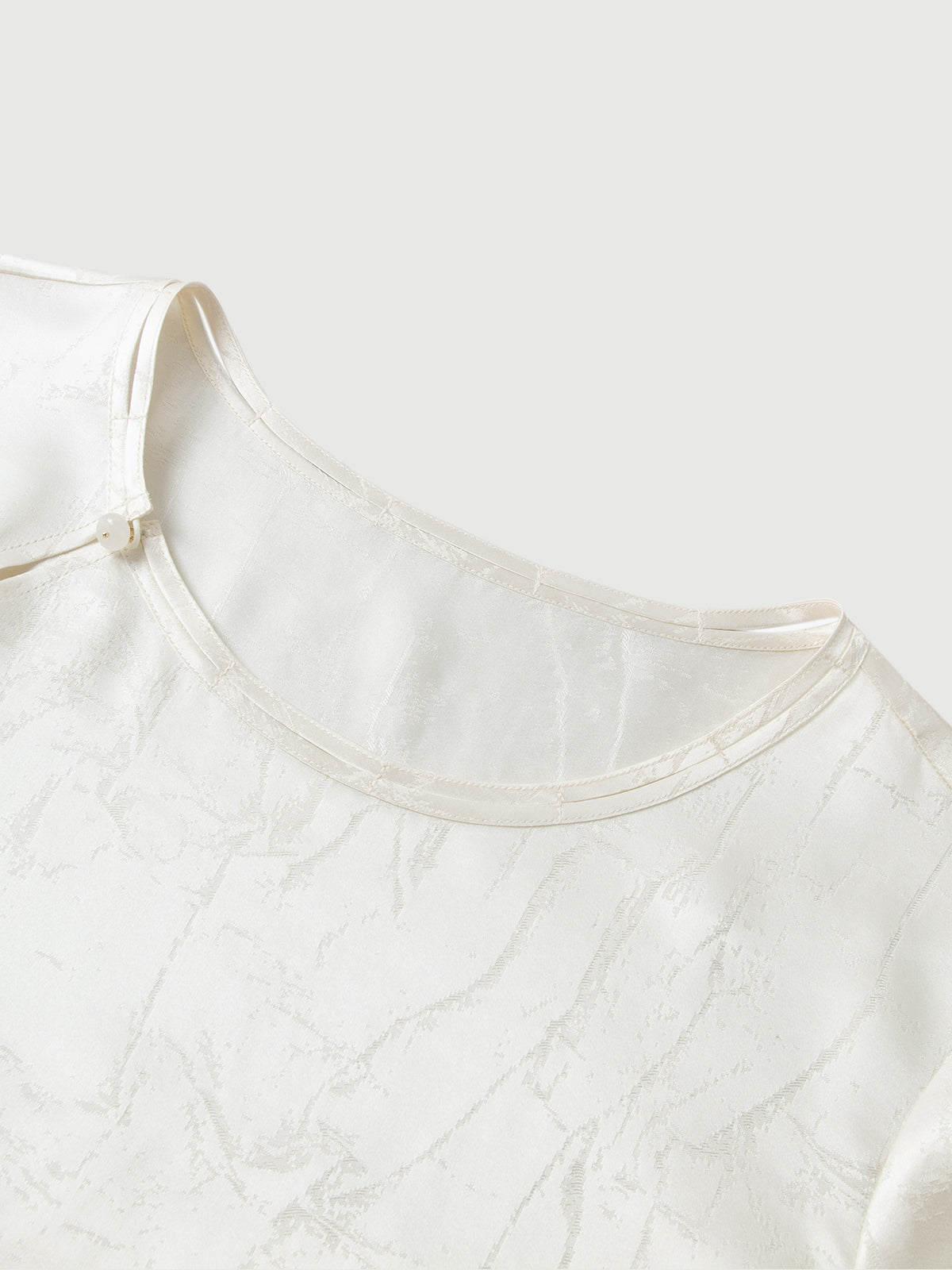 Silk Jacquard Satin Short-Sleeve  Top