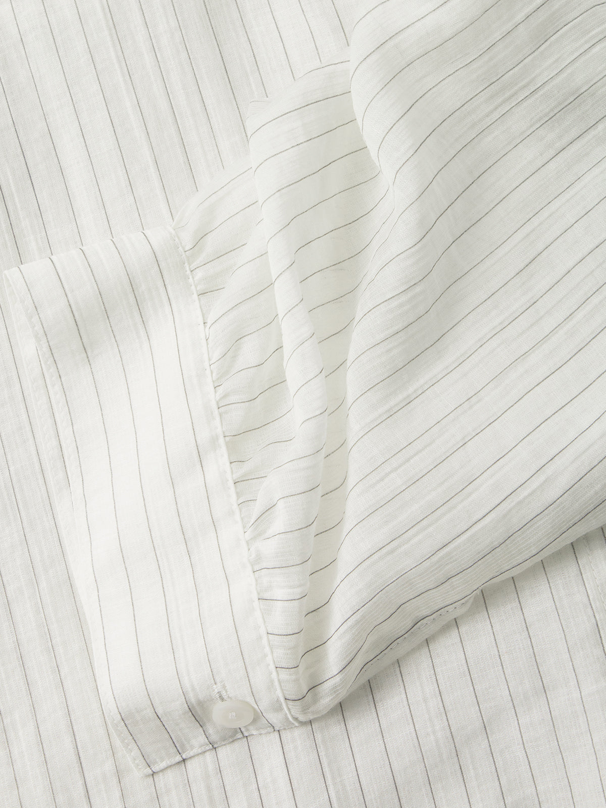 Collared V-Neck Pinstriped Shirt