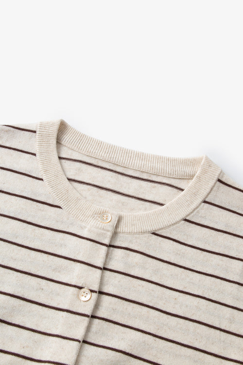 Load image 1 in gallery view. Striped Tie-Front Cashmere Cardigan