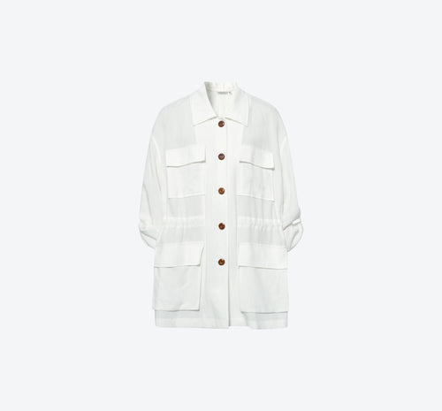 Load image 1 in gallery view. Lyocell Drop-Shoulder Collared Top