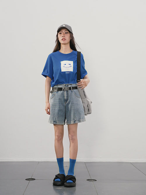 Load image 1 in gallery view. 100% Cotton Denim Shorts